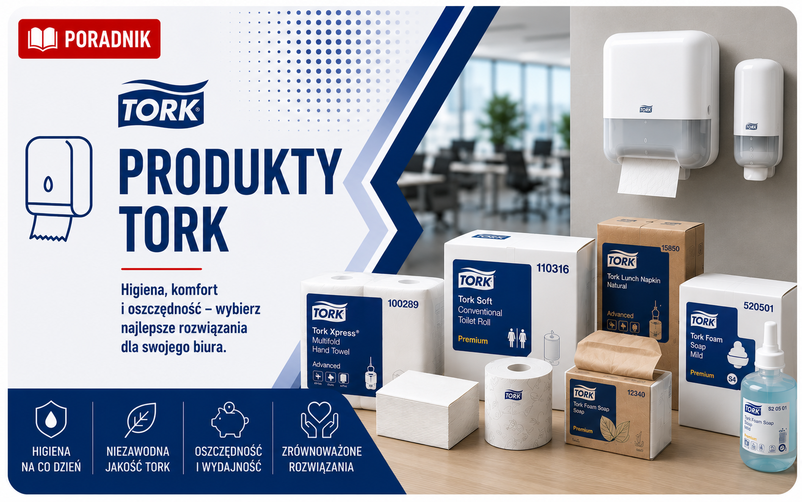 Produkty Tork – poradniki dotyczące higieny i systemów dozowania